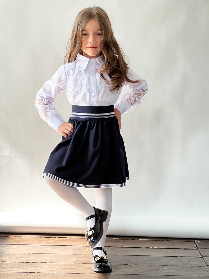 Юбка для девочек школьная БУШОН, модель SK90, цвет темно-синий