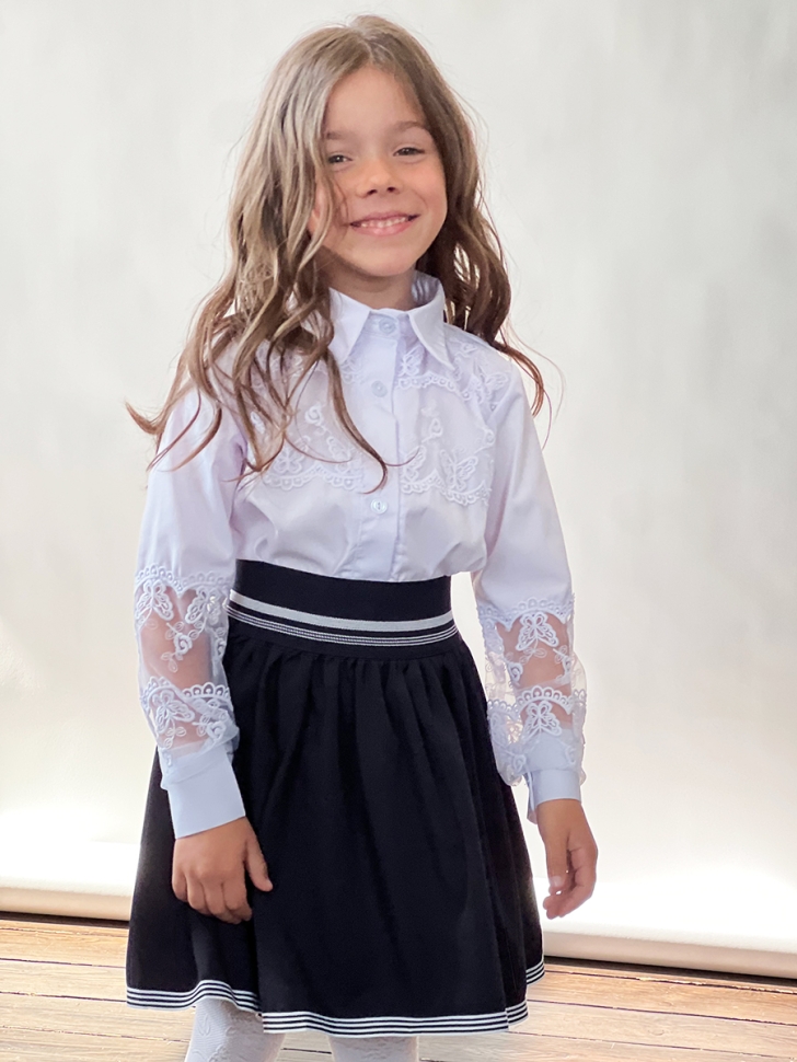 Юбка для девочек школьная БУШОН, модель SK90, цвет темно-синий