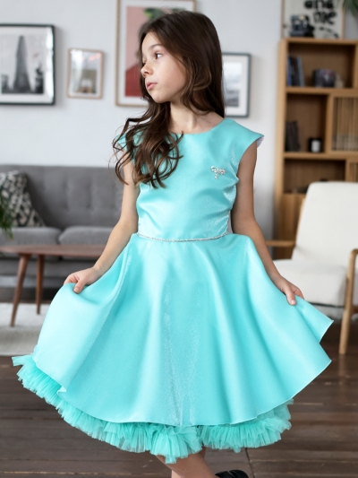 Платье для девочки БУШОН ST35, праздничное цвет бирюзовый