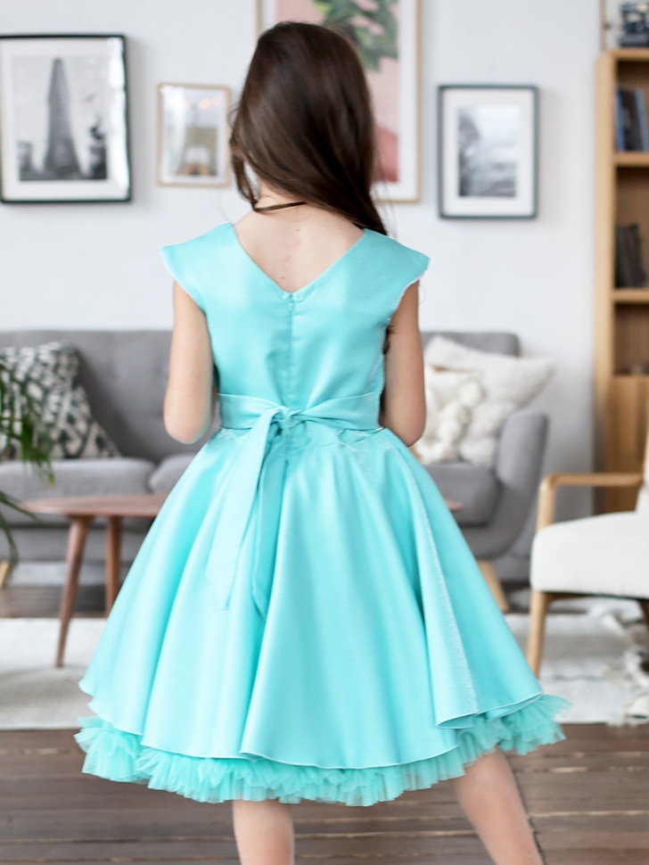 Платье для девочки БУШОН ST35, праздничное цвет бирюзовый 