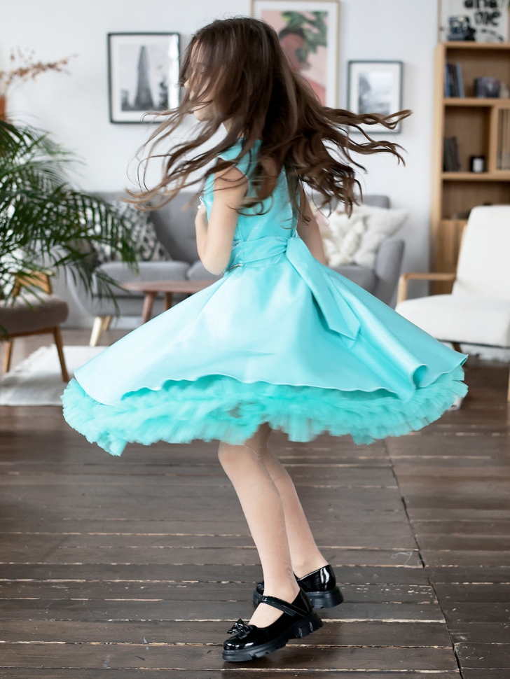 Платье для девочки БУШОН ST35, праздничное цвет бирюзовый 