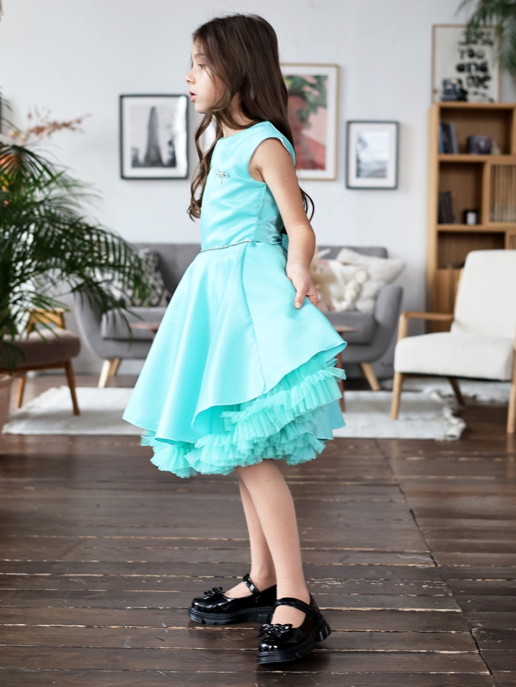 Платье для девочки БУШОН ST35, праздничное цвет бирюзовый 