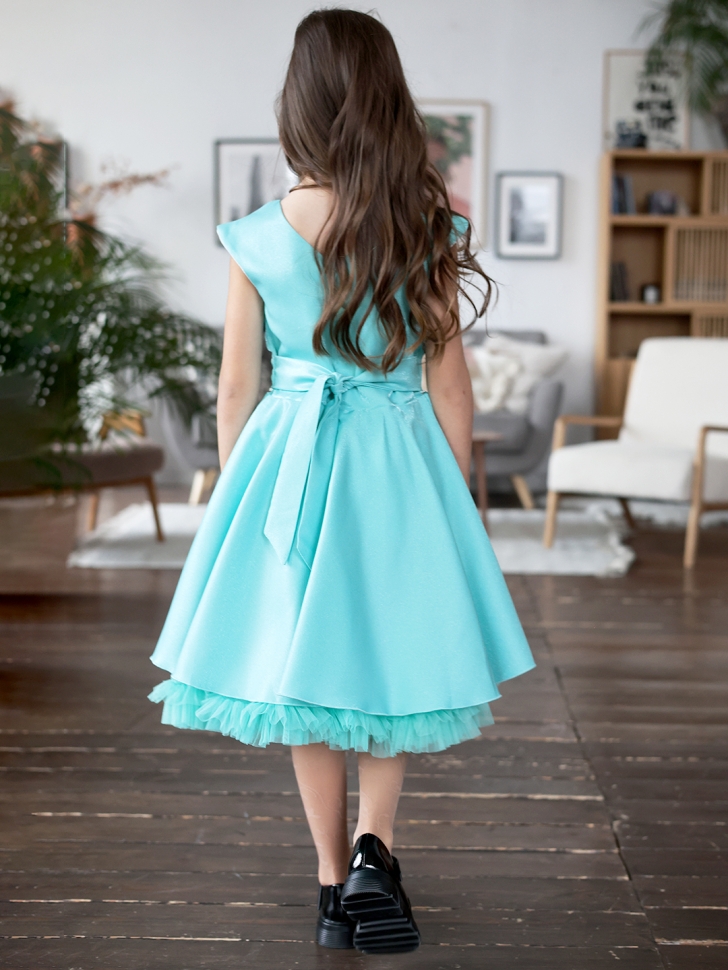 Платье для девочки БУШОН ST35, праздничное цвет бирюзовый 