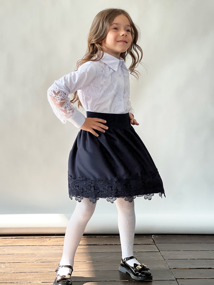 Юбка для девочек школьная БУШОН, модель SK90, цвет темно-синий