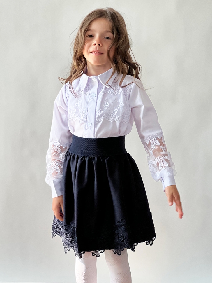 Юбка для девочек школьная БУШОН, модель SK90, цвет темно-синий