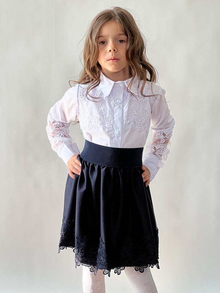 Юбка для девочек школьная БУШОН, модель SK90, цвет темно-синий