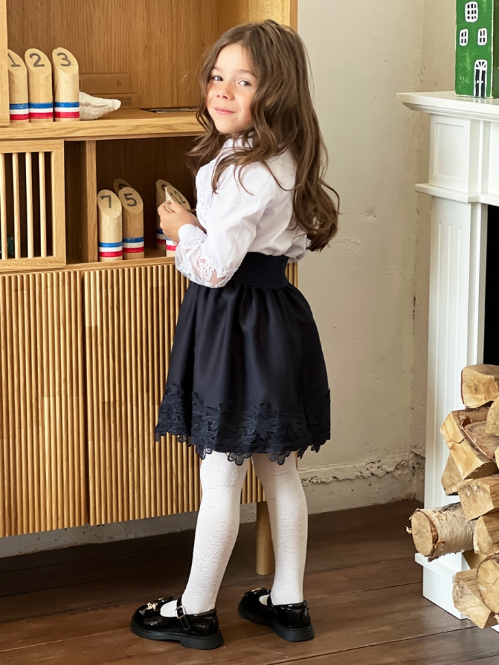 Юбка для девочек школьная БУШОН, модель SK90, цвет темно-синий