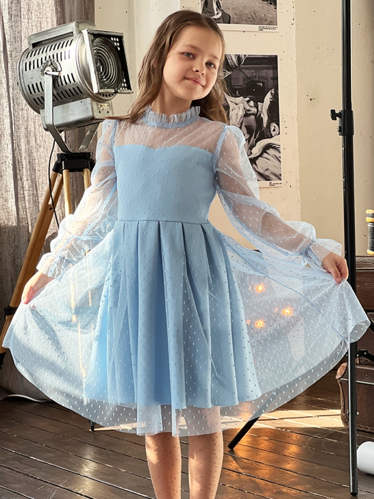 Платье для девочки нарядное БУШОН ST77, цвет голубой