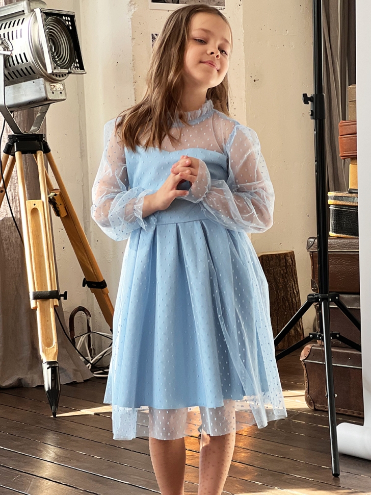 Платье для девочки нарядное БУШОН ST77, цвет голубой