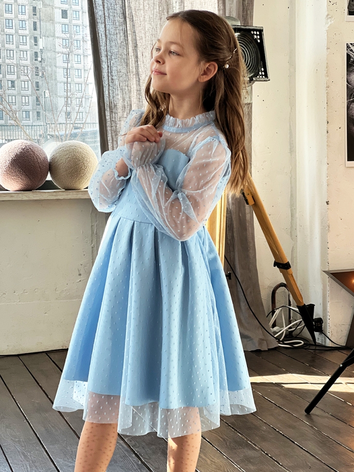 Платье для девочки нарядное БУШОН ST77, цвет голубой