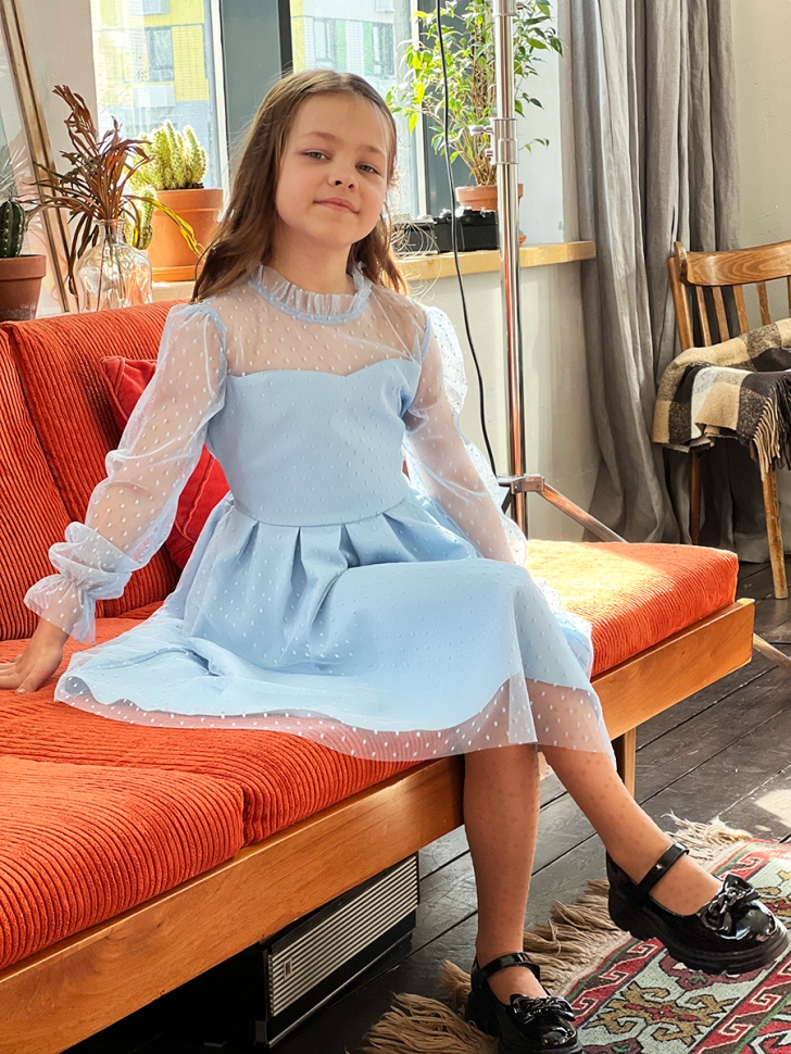 Платье для девочки нарядное БУШОН ST77, цвет голубой