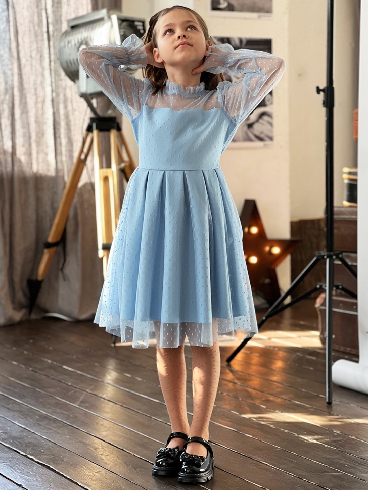 Платье для девочки нарядное БУШОН ST77, цвет голубой