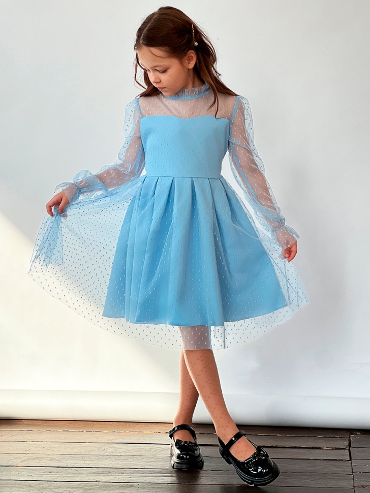 Платье для девочки нарядное БУШОН ST77, цвет голубой