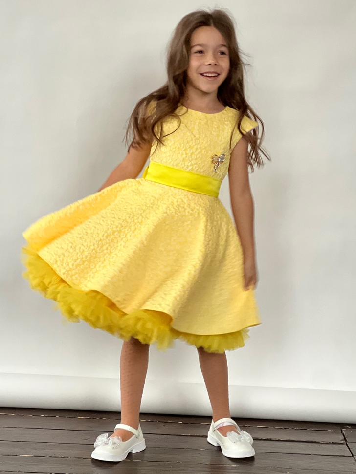 Платье для девочки праздничное БУШОН ST36, цвет желтый
