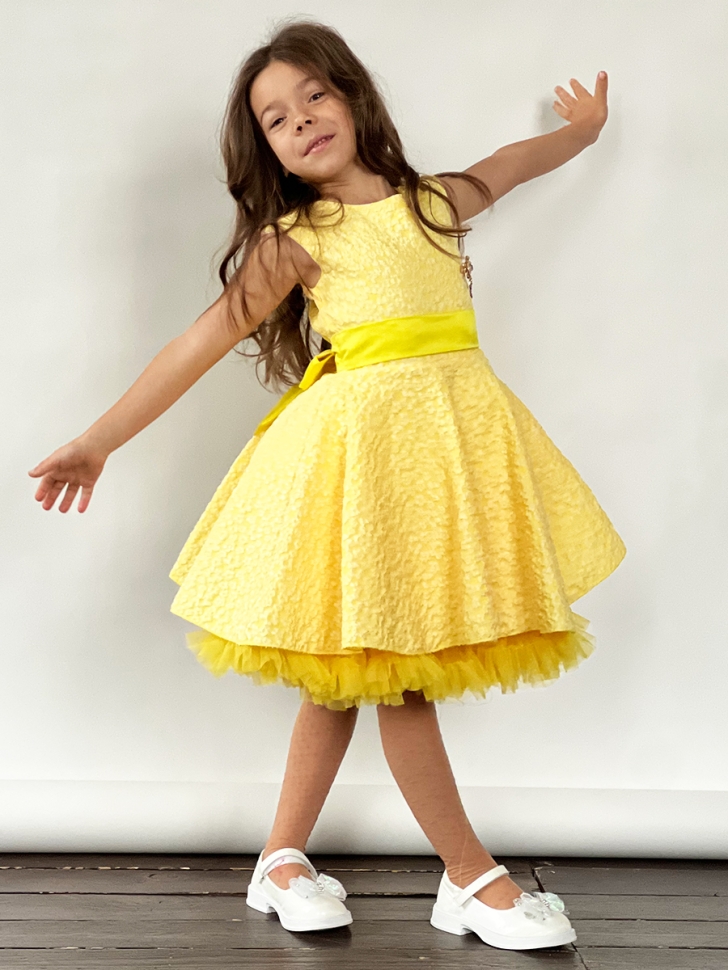 Платье для девочки праздничное БУШОН ST36, цвет желтый