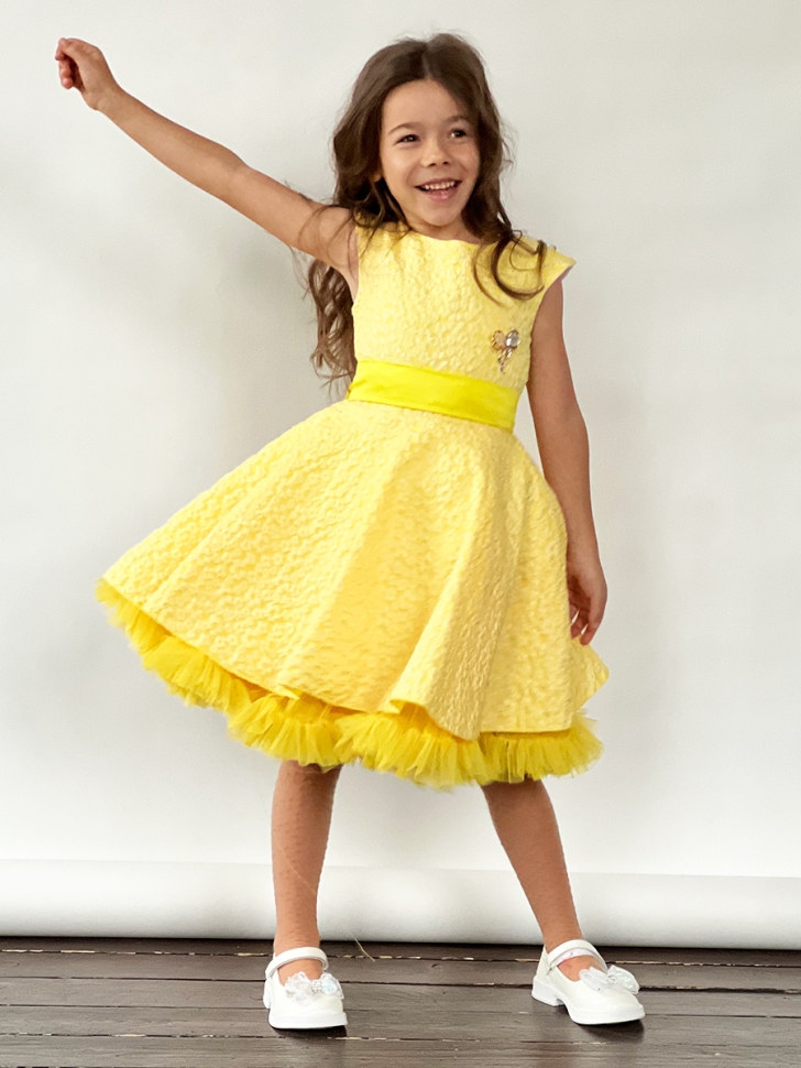 Платье для девочки праздничное БУШОН ST36, цвет желтый