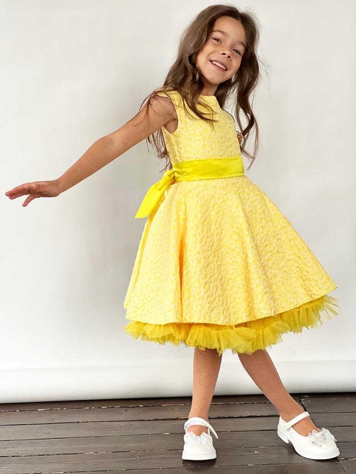 Платье для девочки праздничное БУШОН ST36, цвет желтый