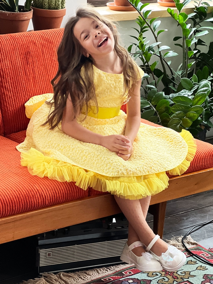 Платье для девочки праздничное БУШОН ST36, цвет желтый