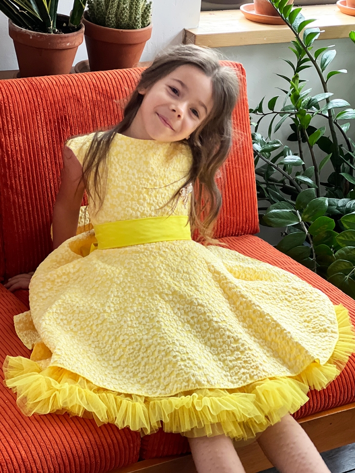 Платье для девочки праздничное БУШОН ST36, цвет желтый