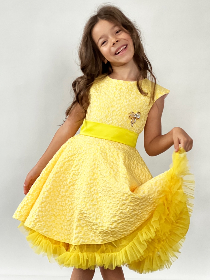 Платье для девочки праздничное БУШОН ST36, цвет желтый