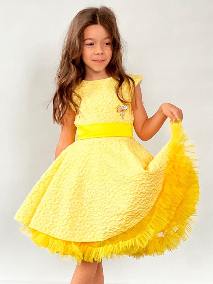 Платье для девочки праздничное БУШОН ST36, цвет желтый