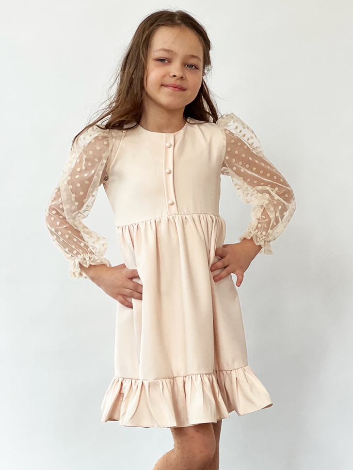 Платье для девочки нарядное БУШОН ST52, цвет бежевый