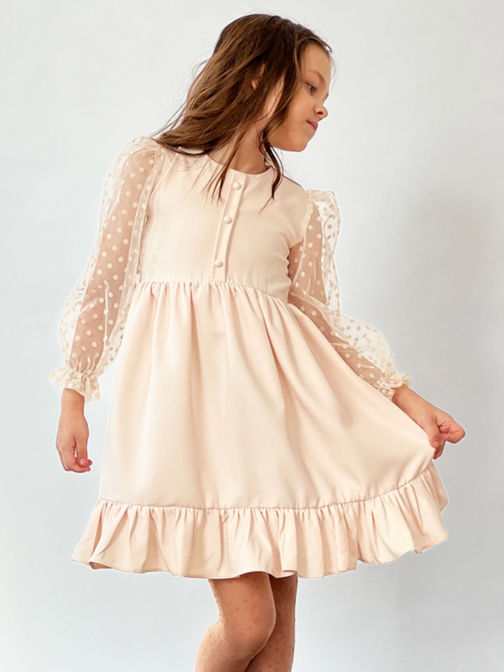 Платье для девочки нарядное БУШОН ST52, цвет бежевый