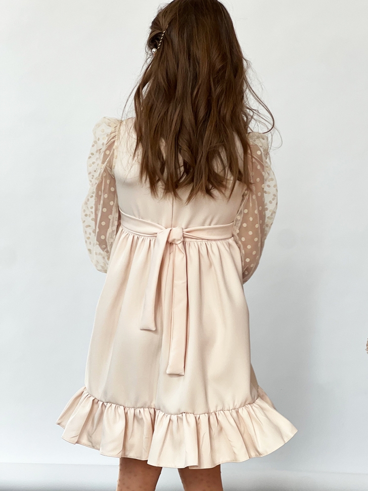 Платье для девочки нарядное БУШОН ST52, цвет бежевый