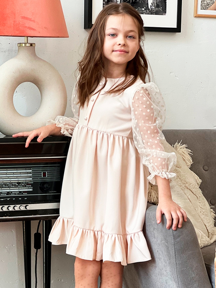 Платье для девочки нарядное БУШОН ST52, цвет бежевый