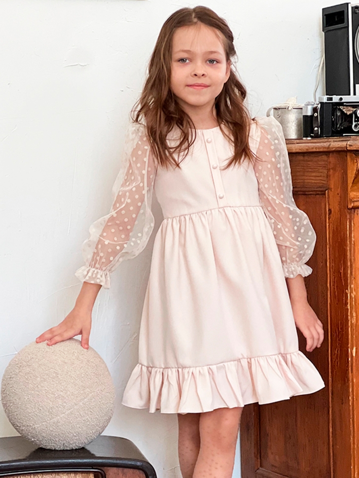 Платье для девочки нарядное БУШОН ST52, цвет бежевый