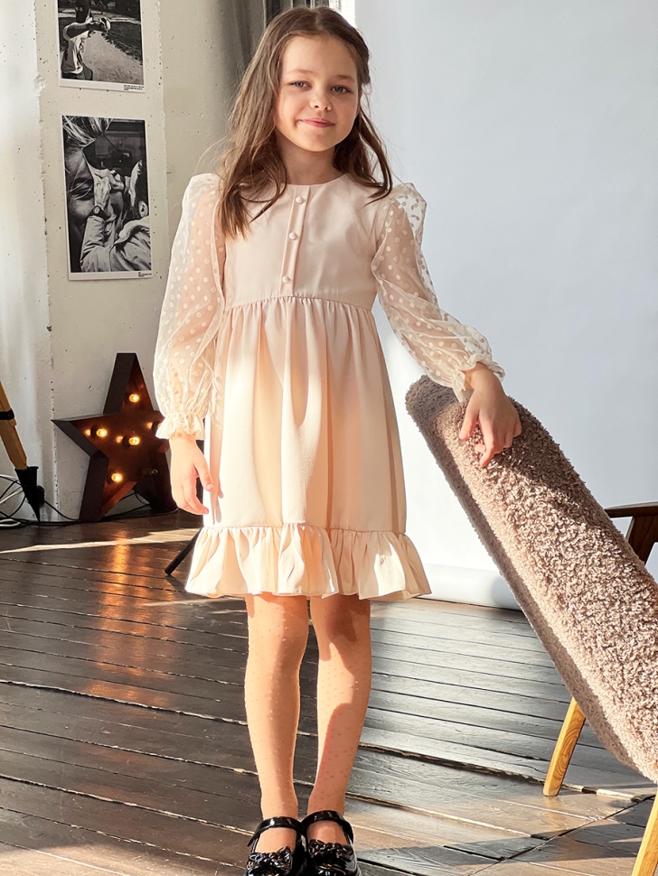 Платье для девочки нарядное БУШОН ST52, цвет бежевый