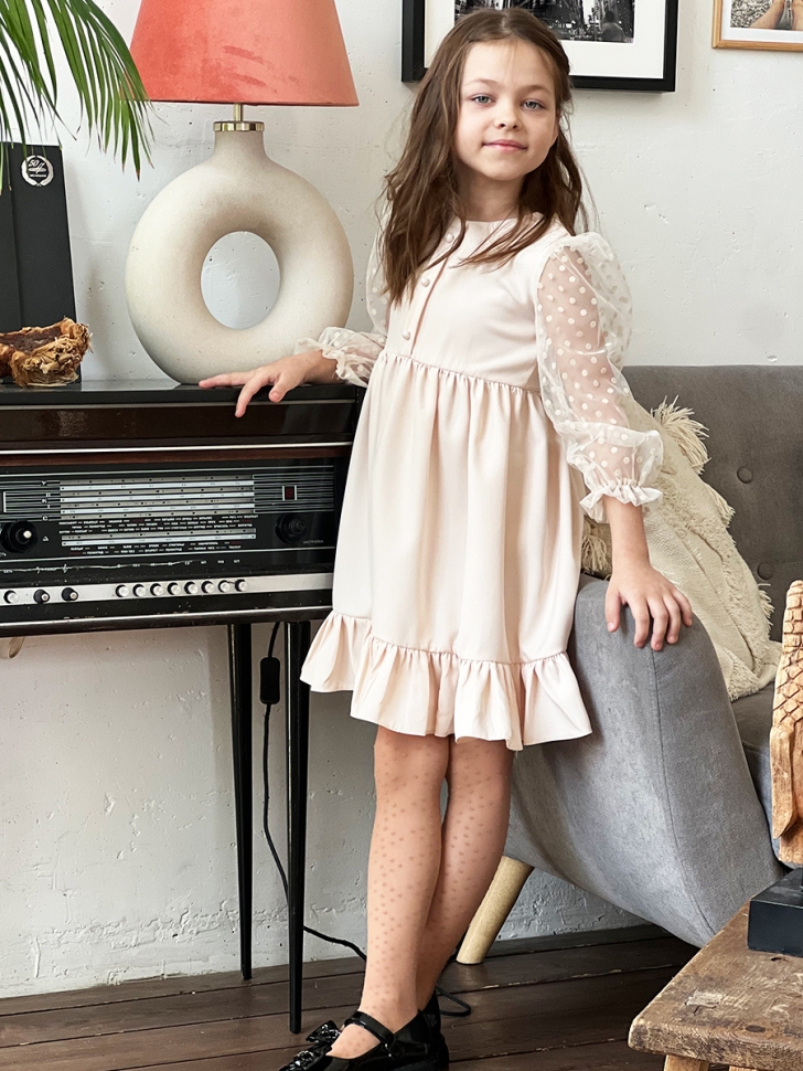 Платье для девочки нарядное БУШОН ST52, цвет бежевый