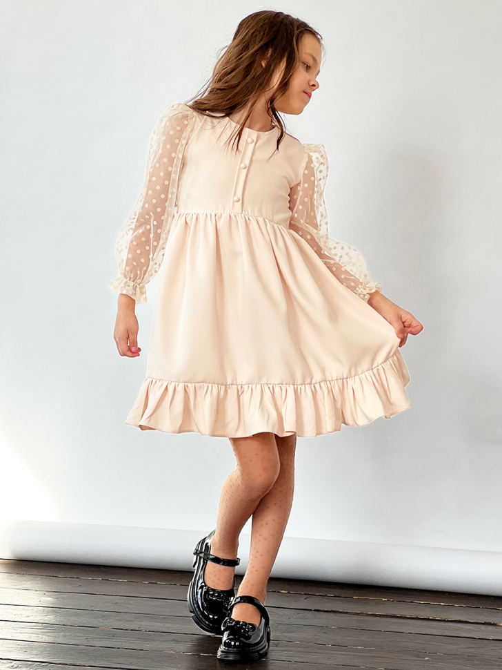 Платье для девочки нарядное БУШОН ST52, цвет бежевый