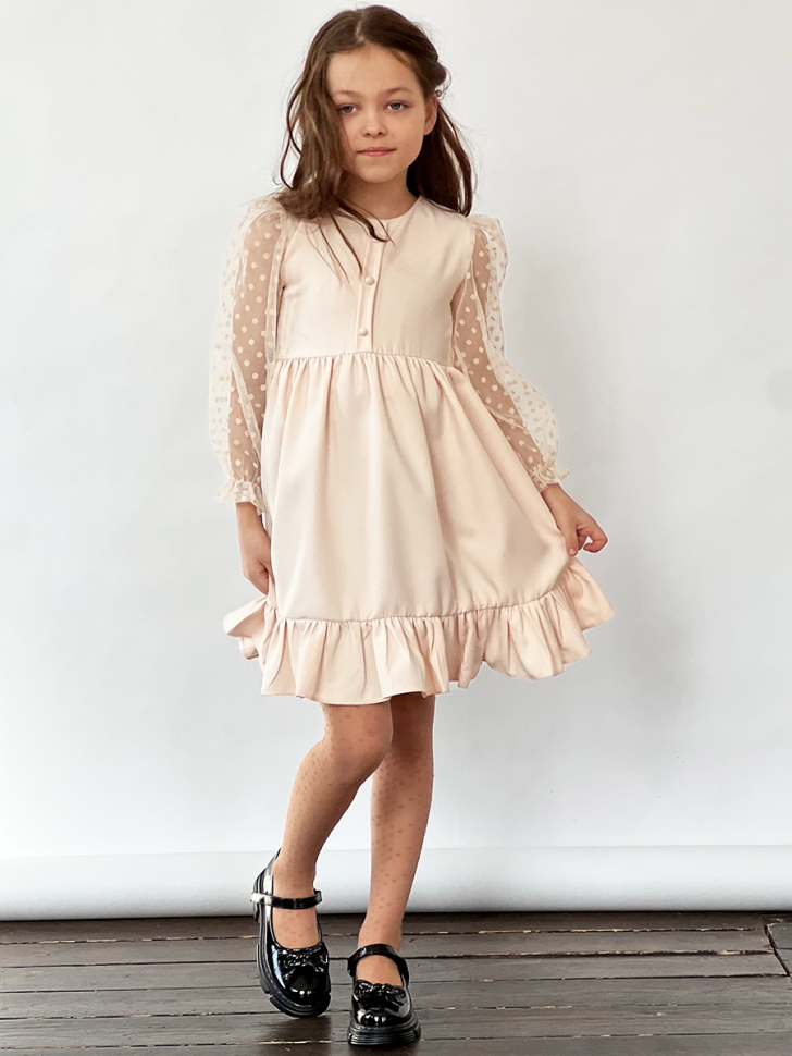 Платье для девочки нарядное БУШОН ST52, цвет бежевый