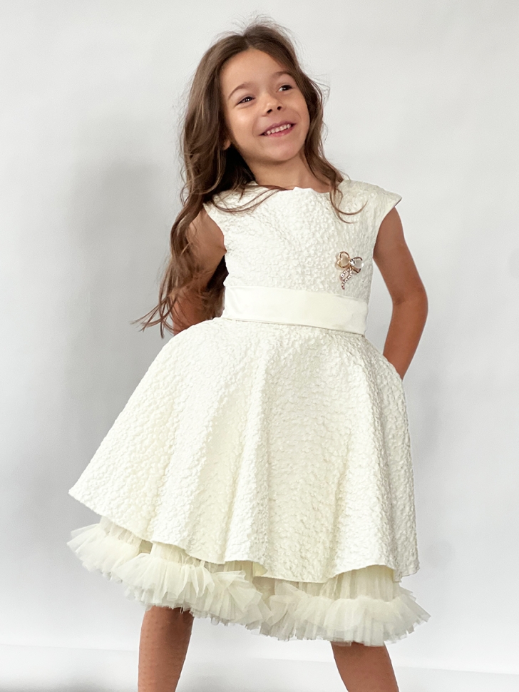 Платье для девочки праздничное БУШОН ST36, цвет айвори 