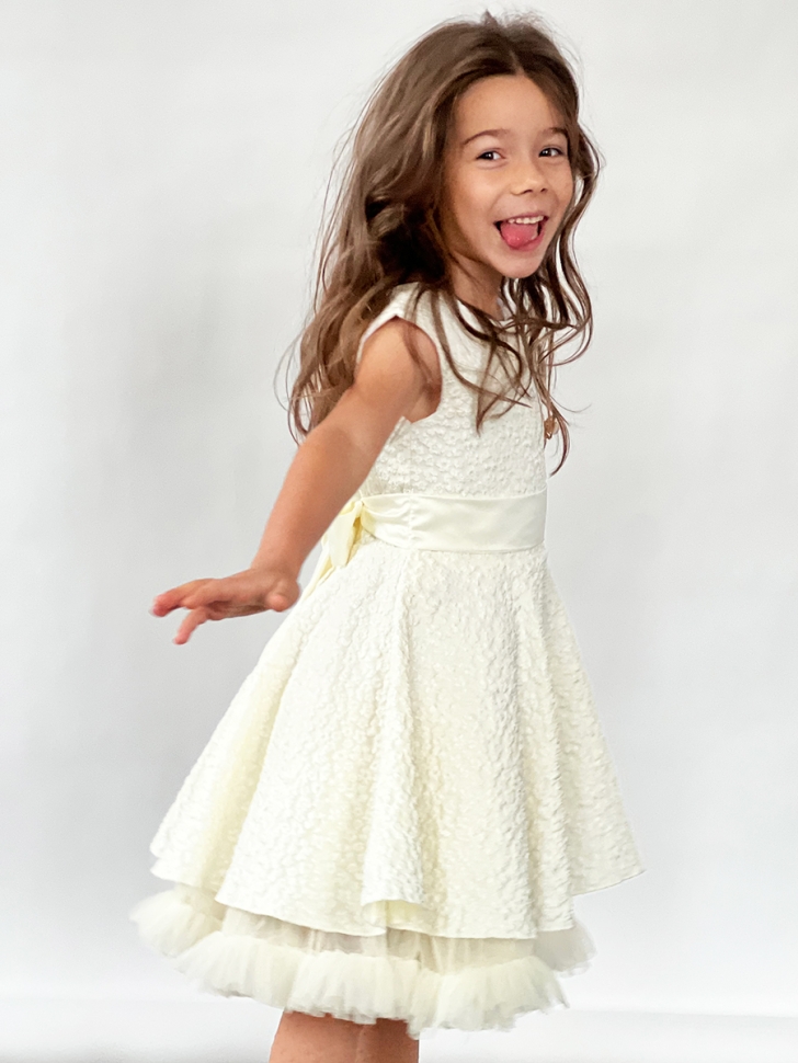 Платье для девочки праздничное БУШОН ST36, цвет айвори 