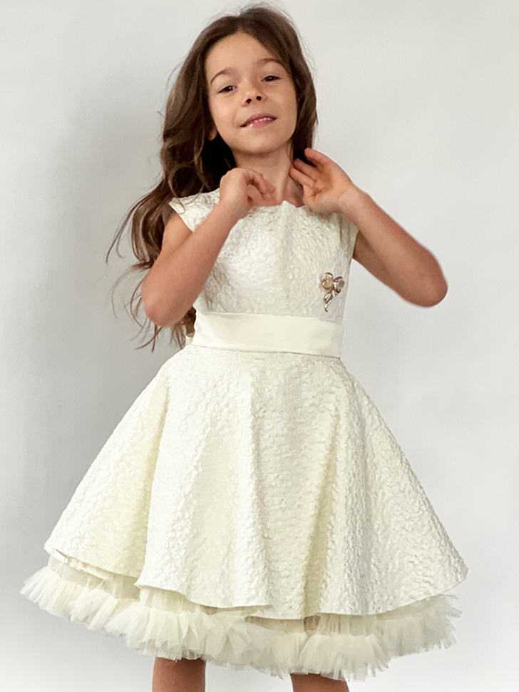 Платье для девочки праздничное БУШОН ST36, цвет айвори 