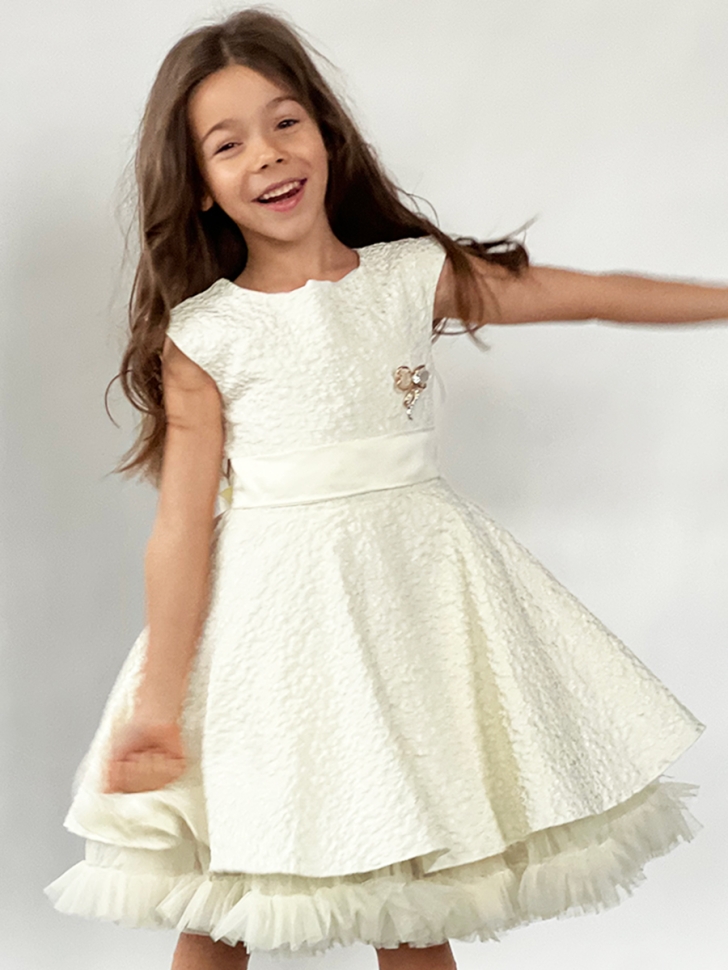 Платье для девочки праздничное БУШОН ST36, цвет айвори 
