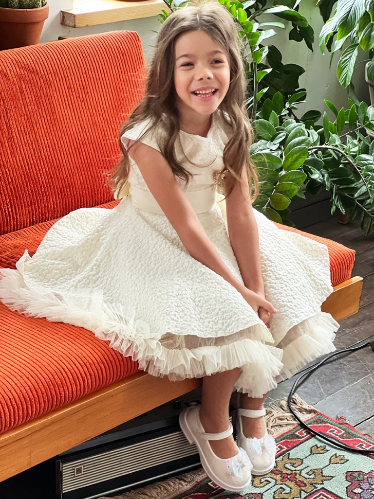 Платье для девочки праздничное БУШОН ST36, цвет айвори 