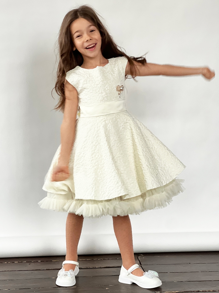 Платье для девочки праздничное БУШОН ST36, цвет айвори 