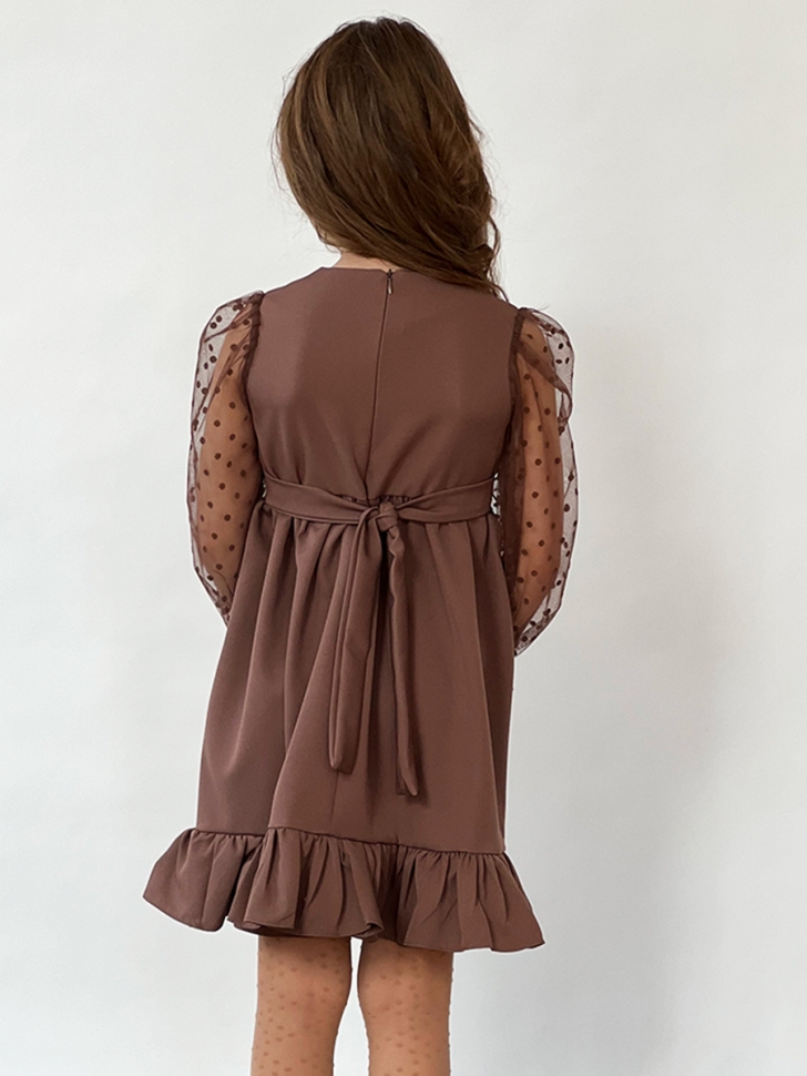 Платье для девочки нарядное БУШОН ST52, цвет коричневый