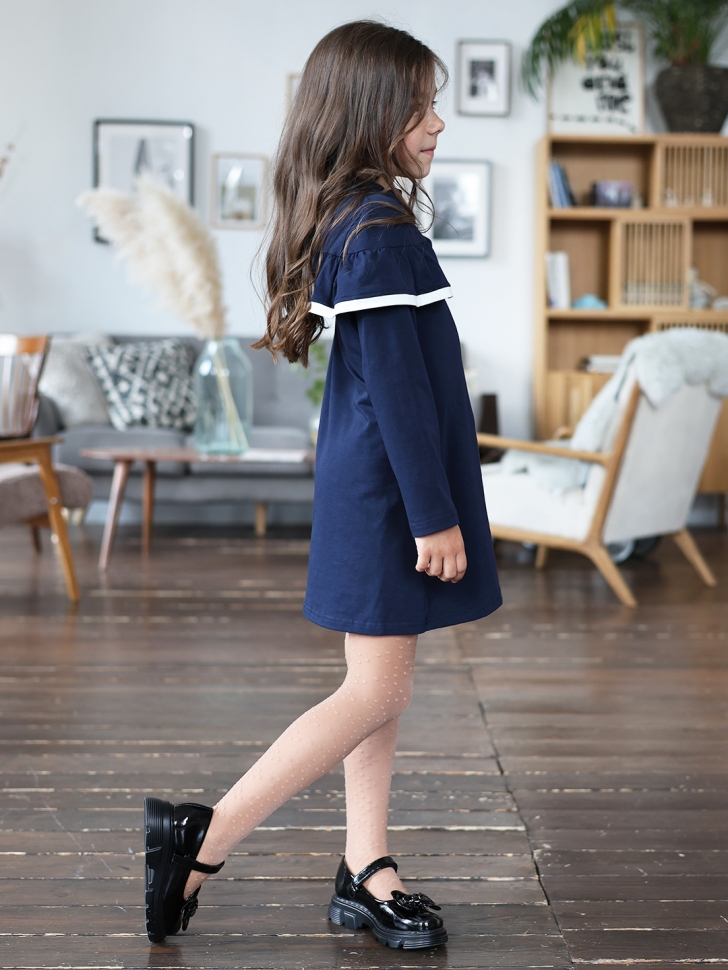 Платье для девочки школьное БУШОН SK33, цвет темно-синий