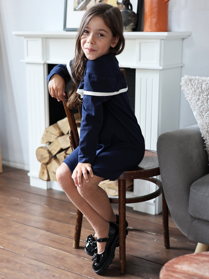 Платье для девочки школьное БУШОН SK33, цвет темно-синий