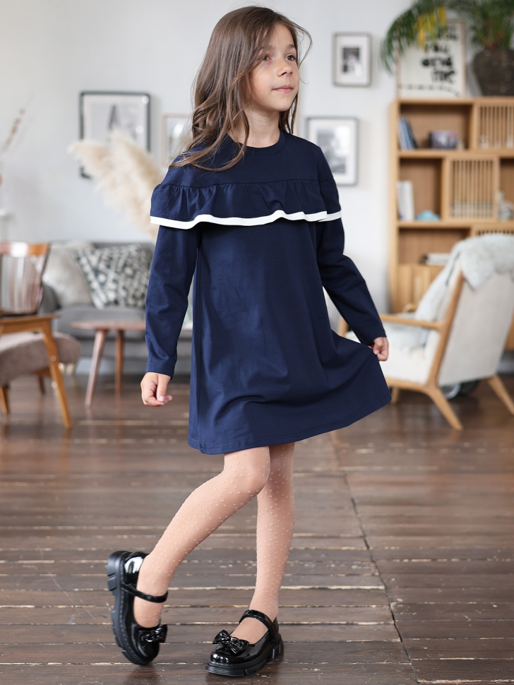 Платье для девочки школьное БУШОН SK33, цвет темно-синий