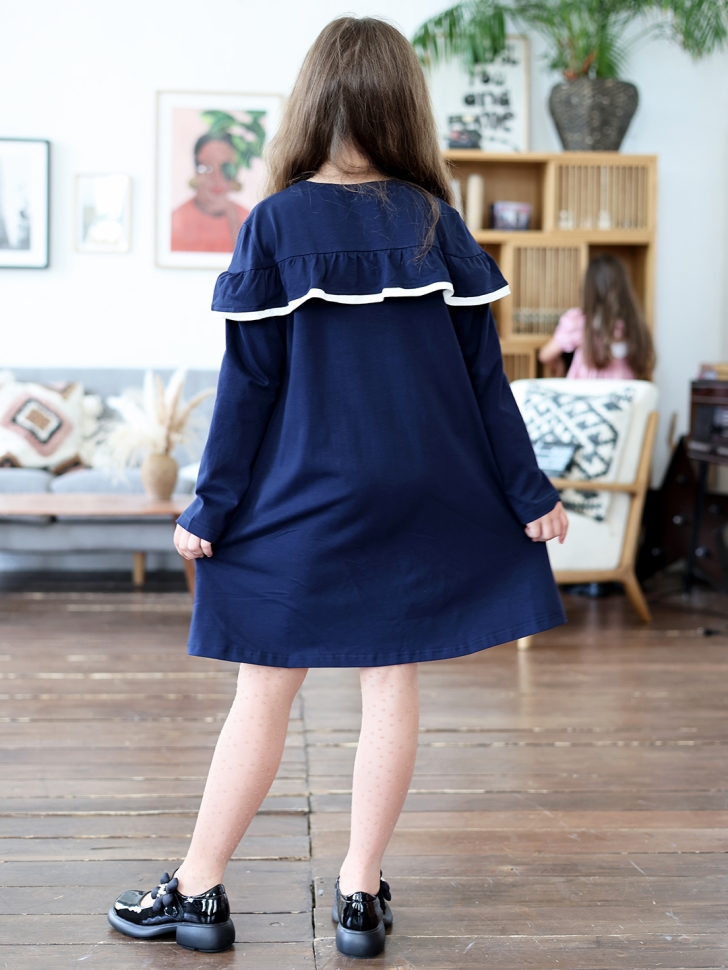Платье для девочки школьное БУШОН SK33, цвет темно-синий