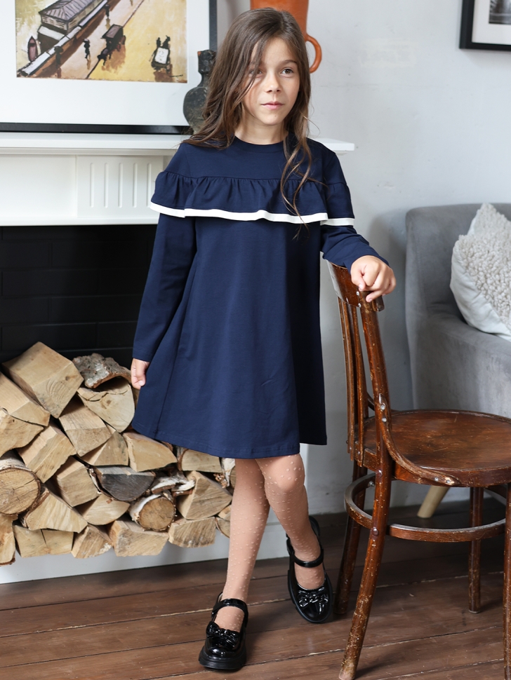 Платье для девочки школьное БУШОН SK33, цвет темно-синий