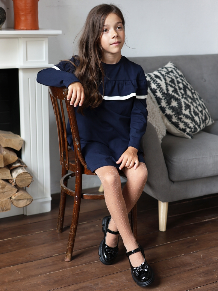 Платье для девочки школьное БУШОН SK33, цвет темно-синий