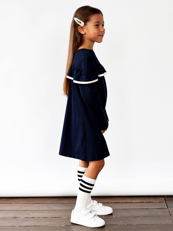 Платье для девочки школьное БУШОН SK33, цвет темно-синий