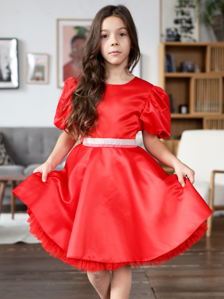 Платье для девочки БУШОН ST34, праздничное цвет красный