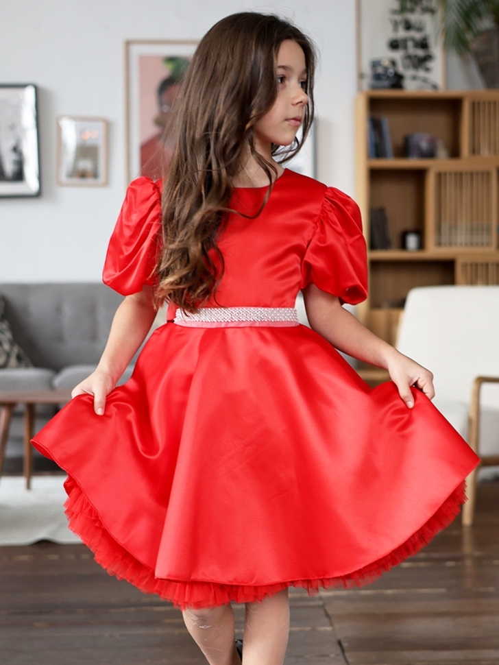 Платье для девочки БУШОН ST34, праздничное цвет красный